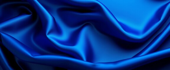Obraz premium Deep blue satin, rich matte texture, abstract smooth surface, wave, macro