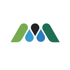 vector illustration of an abstract symbol m and mountine