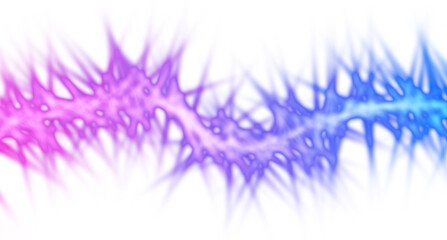 Abstract neon glowing color gradients shape cutout on transparent background, neon wave fluid overlay effect, light leaks, film grain texture, blurred color effect bright neon light beams effect