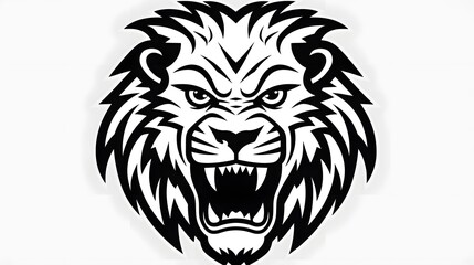Obraz premium Fierce Lion Face Logo Icon Silhouette Vector Illustration for Branding Projects