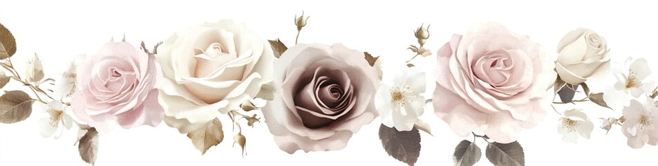 Delicate Pastel Roses and Blossoms