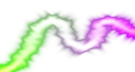 Abstract neon glowing color gradients shape cutout on transparent background, neon wave fluid overlay effect, light leaks, film grain texture, blurred color effect bright neon light beams effect