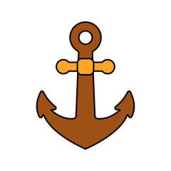Anchor Flat design style, brown anchor icon, representing maritime navigation or ocean travel, ideal for sea-themed or nautical graphics.