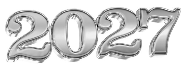 Happy New Year Number Silver 3D Render