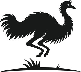 Emu bird vector silhouette isolated drawing