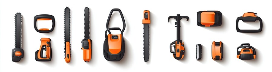 Fototapeta premium Assorted orange and black power tools and accessories