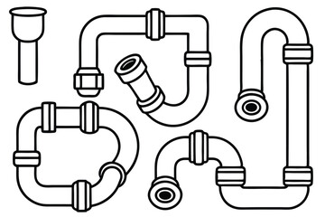 Fototapeta premium Conduit Pipes Line Art Drawing