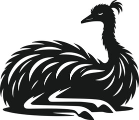Emu bird vector silhouette isolated drawing