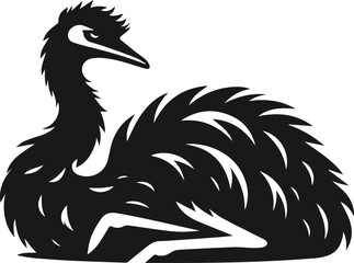 Emu bird vector silhouette isolated drawing