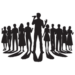 silhouette of a person singing, editable vector image