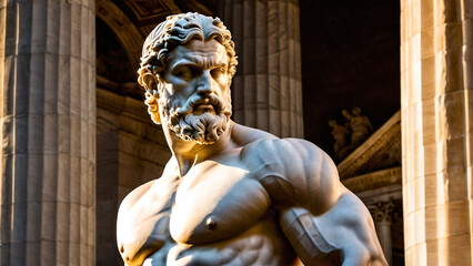 Obraz premium Bearded God Figure in Marble Texture