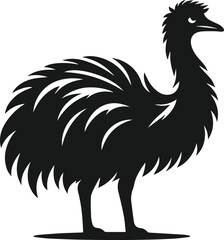 Emu bird vector silhouette isolated drawing