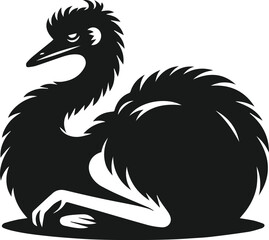 Emu bird vector silhouette isolated drawing