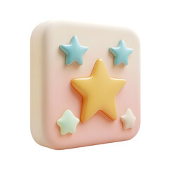 Cheerful, pastel-toned square icon with three-dimensional stars.