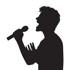 silhouette of a person singing, editable vector image