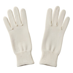 A Pair of Soft, Creamy Beige Knitted Winter Gloves