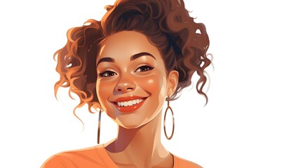 Close-up of Smiling Woman with Piercing Cartoon Vector Illustration for Business-to-Business Presentation