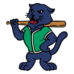 Cartoon panther holding a baseball bat