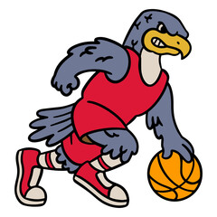Eagle holding a basketball ball