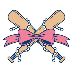 Pink and white baseball bat design