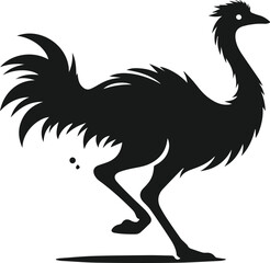 Emu bird vector silhouette isolated drawing