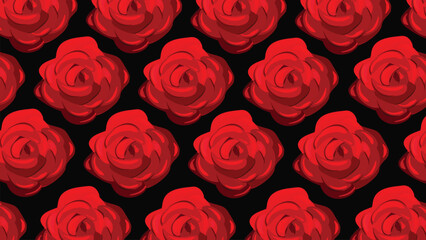 A beautiful bouquet of red roses, a classic symbol of love and romance, creates a vibrant floral background perfect for a wedding celebration