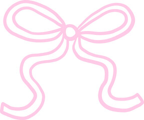 Simple ribbon bow with short tails in pastel pink