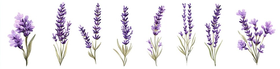 Obraz premium Collection of lavender flower sprigs
