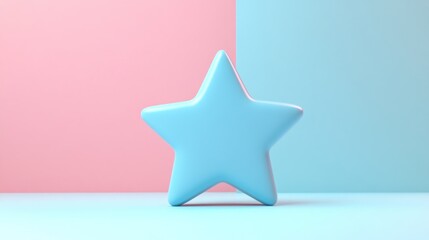 Obraz premium Pastel Perfection: A Soft Blue Star Against a Harmonious Split Background