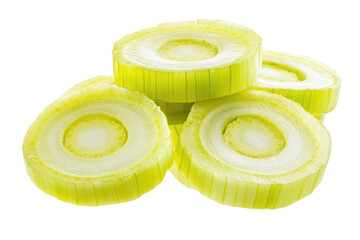 Sliced Leek Rings Backround isolated on a transparent background