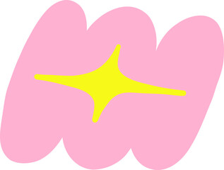 Wavy Pink Shape with Yellow Sparkle Center