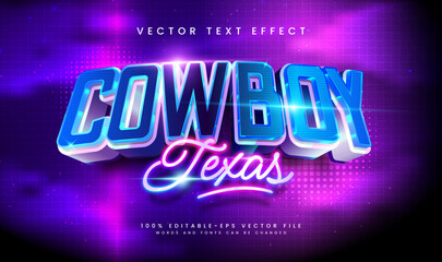 3d Elegant Cowboy Editable Vector Text Effect. Suitable for Night Live Theme.