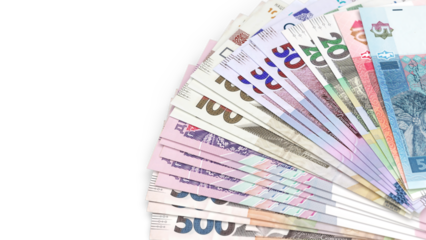 Ukrainian Hryvnia banknotes fanned out, Ukraine currency financial concept