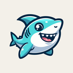 Naklejka premium Vector Cartoon Illustration of Shark Mascot Character in Blue for Esport Team Logo Badge Emblem Aggressive Predator Marine Sea Animal Dangerous Hero Cute Funny Underwater Gaming Wild Animal Icon Print