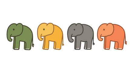 Obraz premium Elephant Icon Vector Set — Clean, Minimal, and Individually Separated Design