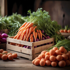 Carrots vegetables on market