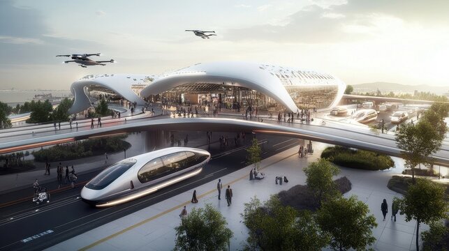 futuristic transportation hub concept