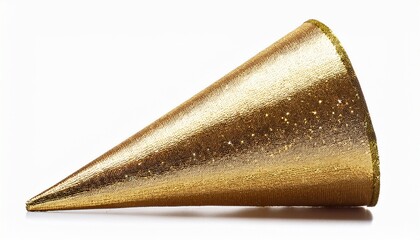 golden shiny glittery party hat isolated cutout on transparent
