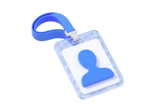 Clear Plastic ID Badge with Blue Lanyard Professional Identification