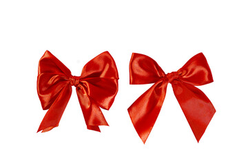 Shiny red bows isolated on white background.