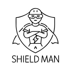 super hero shield man icon, super hero shield man vector illustration-simple illustration of super hero shield man, perfect for super hero shield man logos and icons