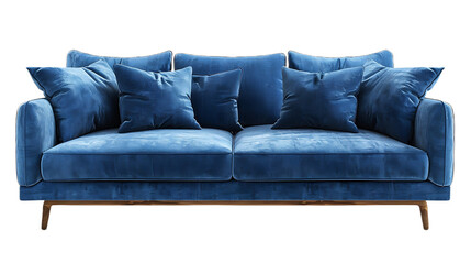 Rich blue couch with soft luxurious upholstery high resolution picture