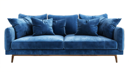 Rich blue couch with soft luxurious upholstery high resolution picture