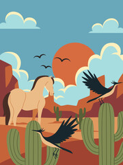 illustration of animals in the desert