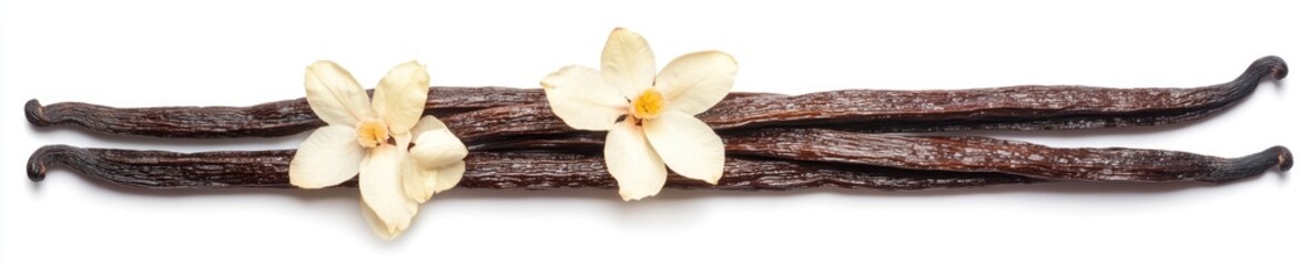 Vanilla beans with flowers