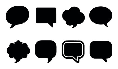 Collection of black speech bubbles on white background - 8 designs