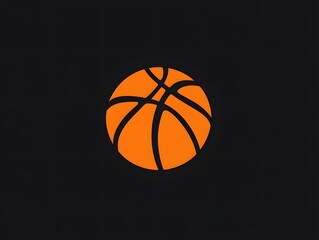 Professional Basketball Symbol: Iconic Orange Ball on Black Background for Sports Enthusiasts and Athletic Branding