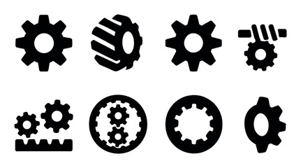Various gear icons set for mechanical and engineering design