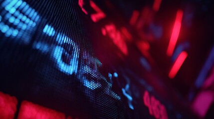 Abstract representation of digital stock market data on a screen with vibrant colors and glowing elements in a financial context