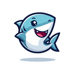 Fototapeta premium Shark mascot vector illustration design for logo badge character cute predator animal underwater ocean marine commercial use branding modern art fantasy creature template icon commercial illustration
